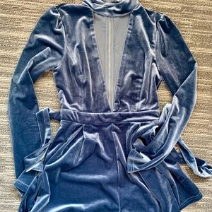 Blue velvet romper
